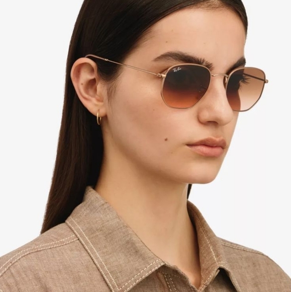 RayBan Hexagonal Gradient Brown Lenses RB3548N Gold Frame Men & Women - Picture 11 of 16